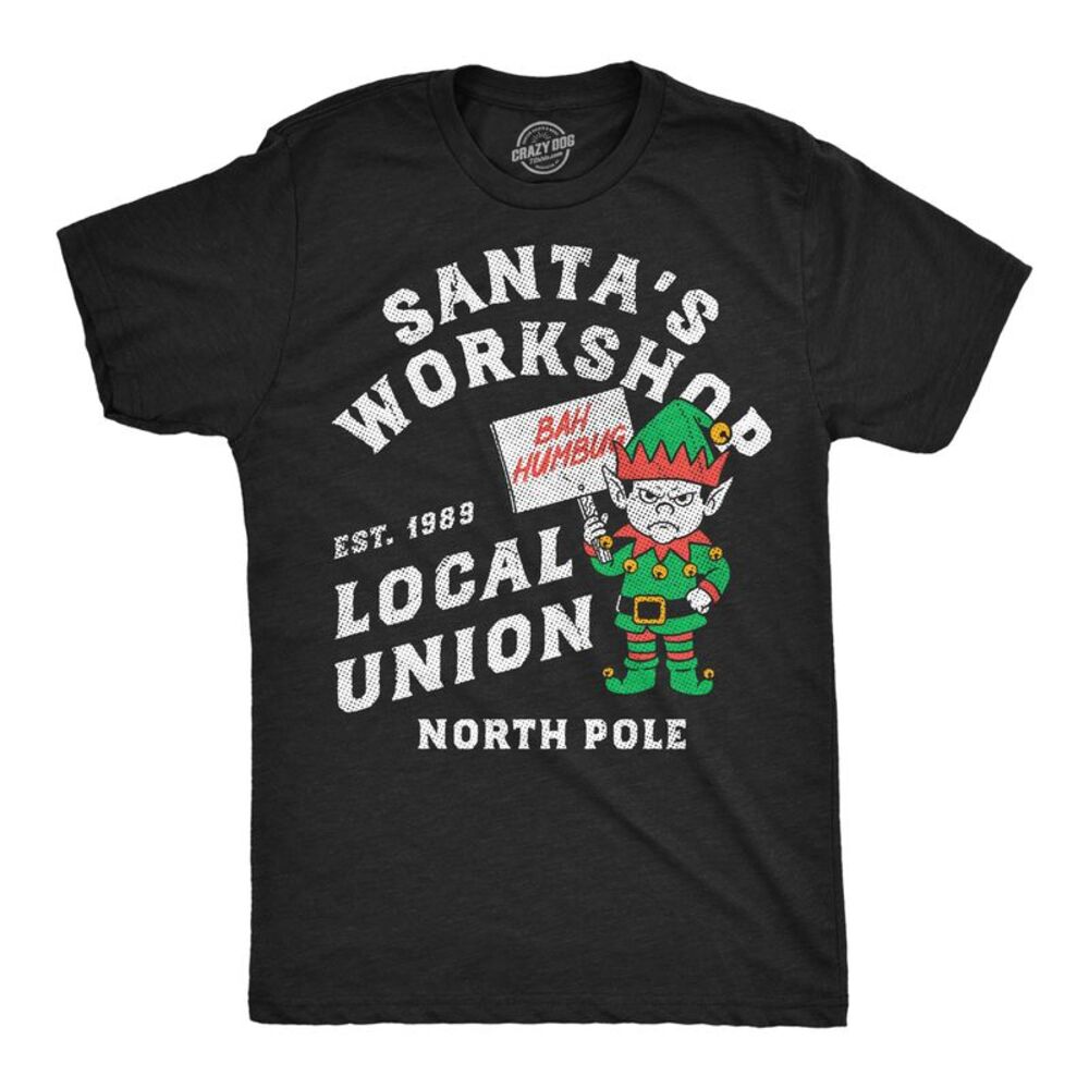 Mens Funny T Shirts Santas Workshop Local Union Xmas Tee For Men